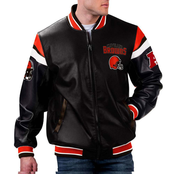 National Football League Cleveland Browns leather jacket for men and women