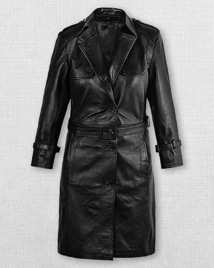 Jennifer Lopez black trench coat elegant design in American style