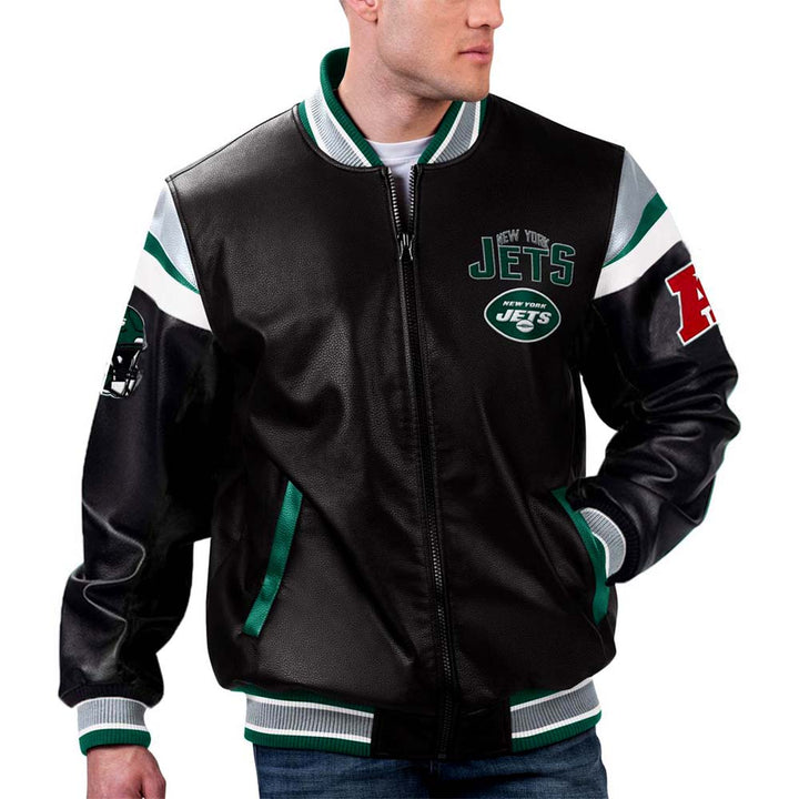 Men's New York Jets leather outerwear by TJS in France style