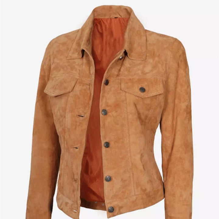 Stylish women's suede leather jacket in Uk market