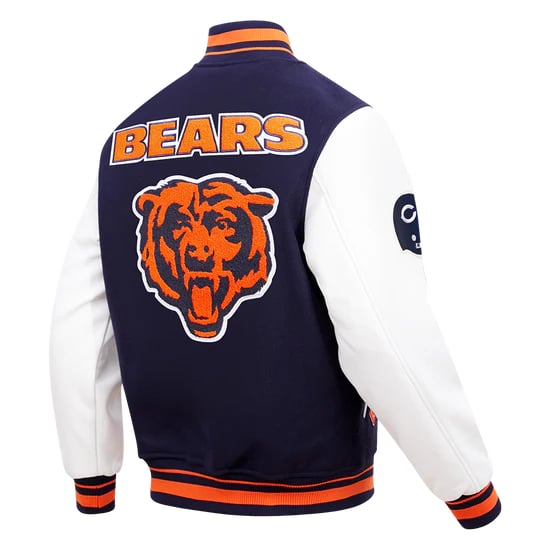 NFL Chicago Bears men's jacket in classic navy and orange
