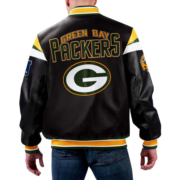 Back View NFL Green Bay Packers Leather Jacket For Men and Women