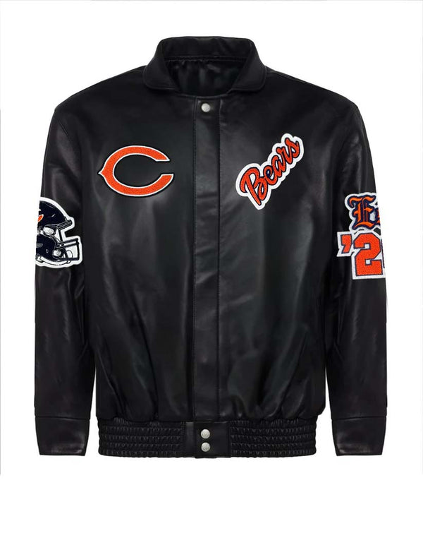 Shop CHICAGO BEARS FULL LEATHER OLD ENGLISH JACKET