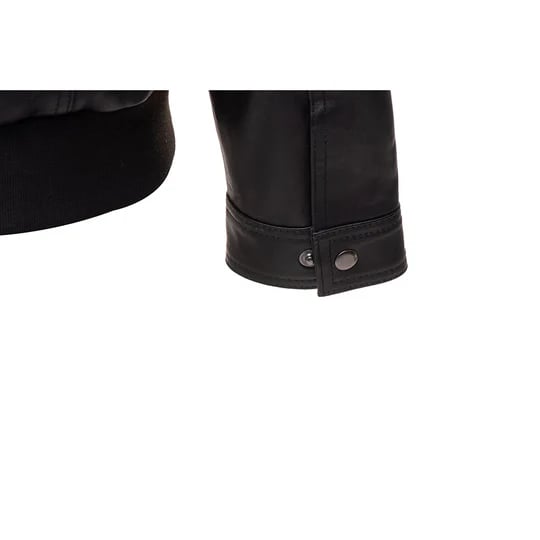 Elegant Black Leather Jacket with Collars - Full Body View in United state market