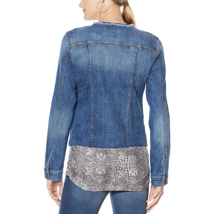 women’s stretchable blue denim jacket