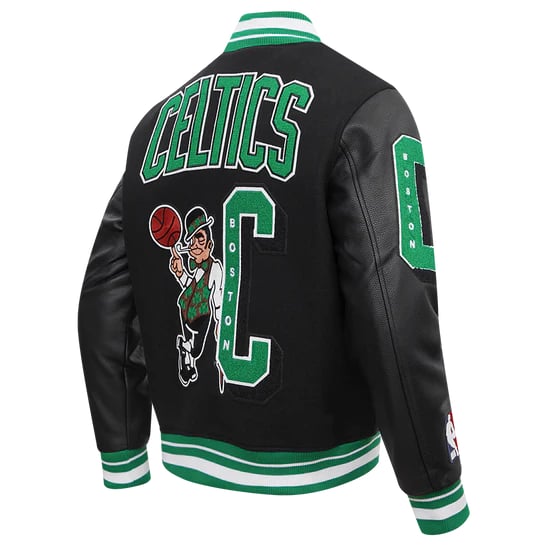 Boston Celtics ribbed wool mashup varsity jacket for men in USA