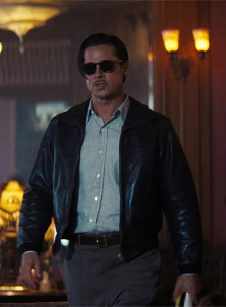 Brad Pitt Babylon leather jacket stylish design in USA