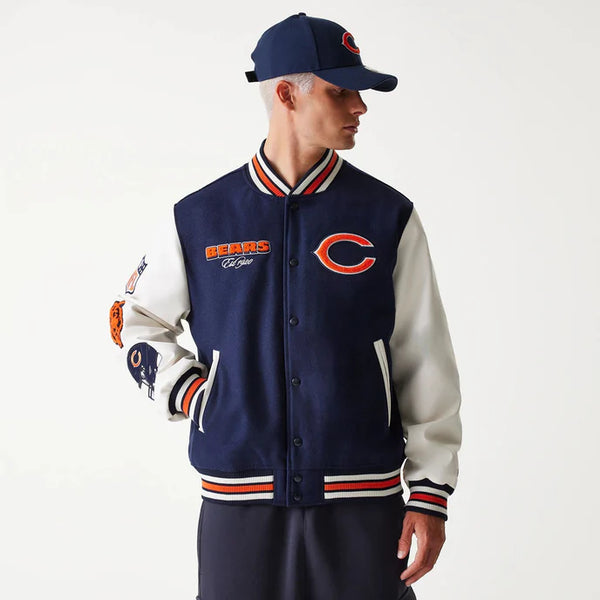 Chicago Bears Navy Varsity Jacket Front View in USA