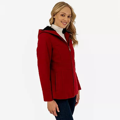 Women's Red Wool Blend Zip-Up Jacket in United state market