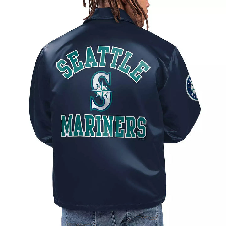 Navy Seattle Mariners Option Route Satin  Jacket