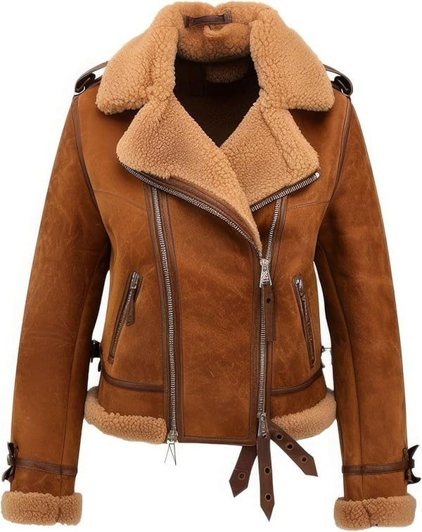 Elegant brown leather fur and shearling in usa