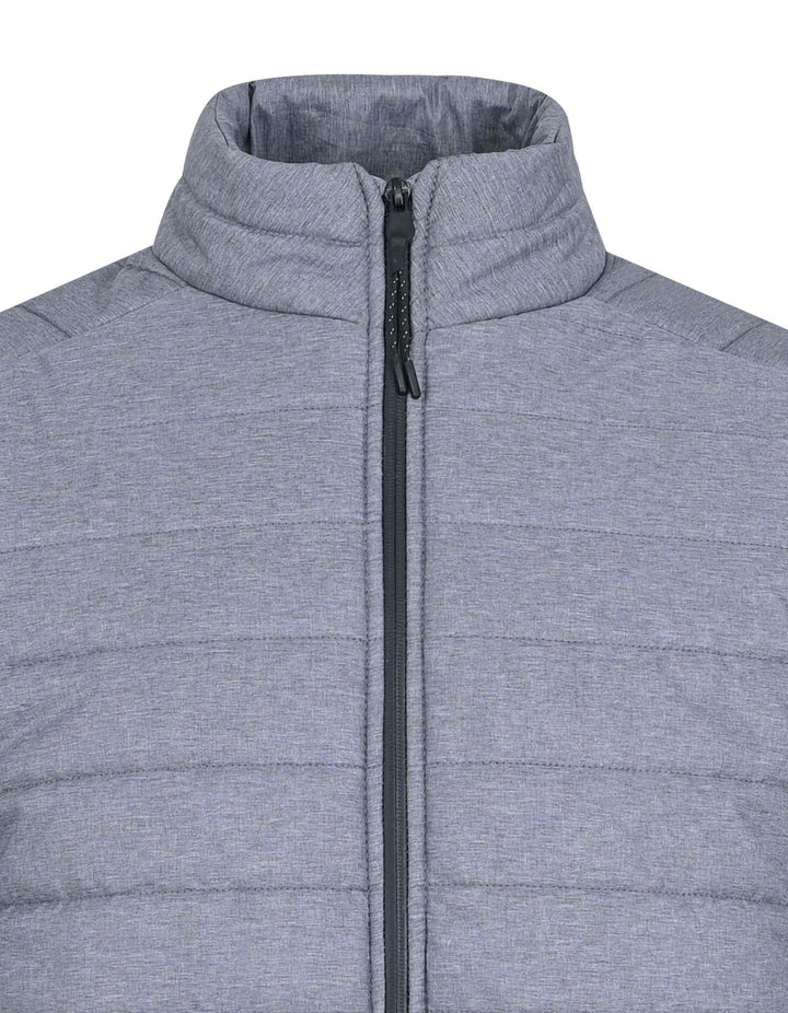 Zip or Collar Grey Plain Puffer Jacket