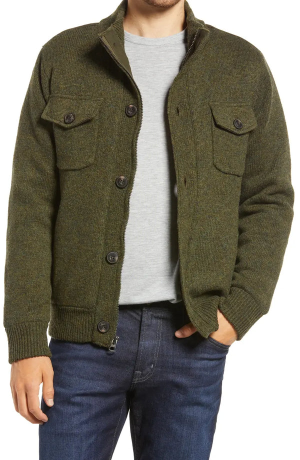 Fleece lined wool blend knit jacket for winter in USA