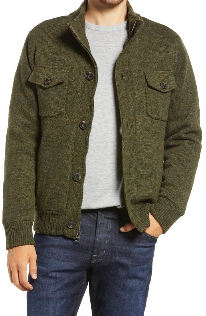 Fleece lined wool blend knit jacket for winter in USA