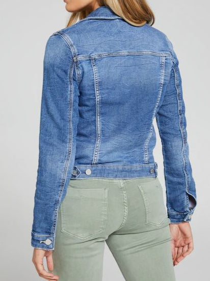 stretchable mid blue wash denim jacket