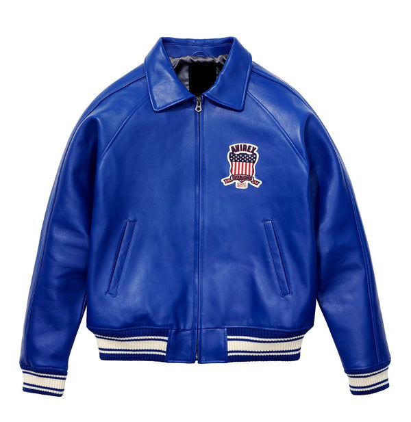 Blue Avirex Icon Leather Jacket