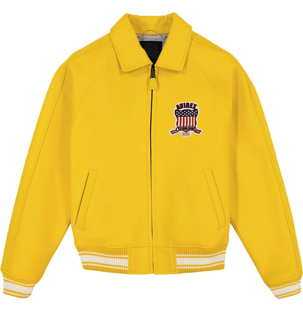 Yellow Avirex Icon Leather Jacket