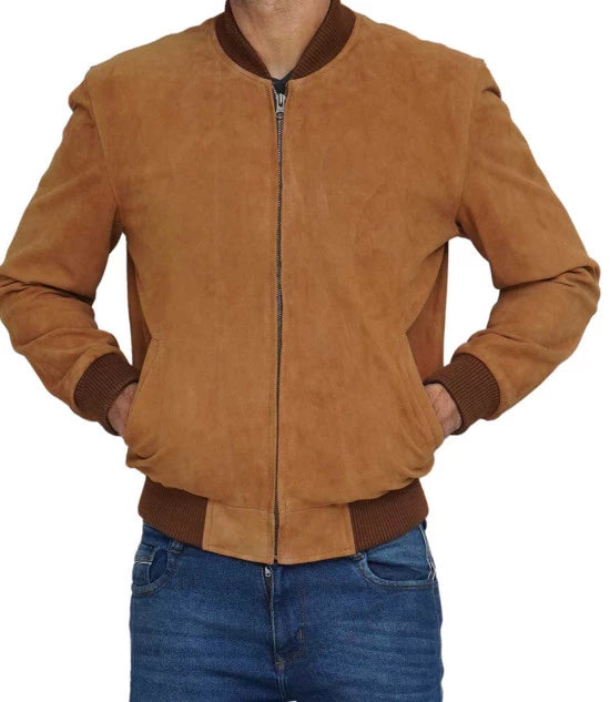 Stylish men's suede bomber jacket in United state market