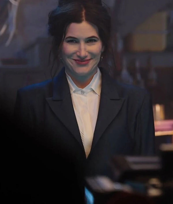 Kathryn Hahn black coat in Agatha All Along 2024 in USA