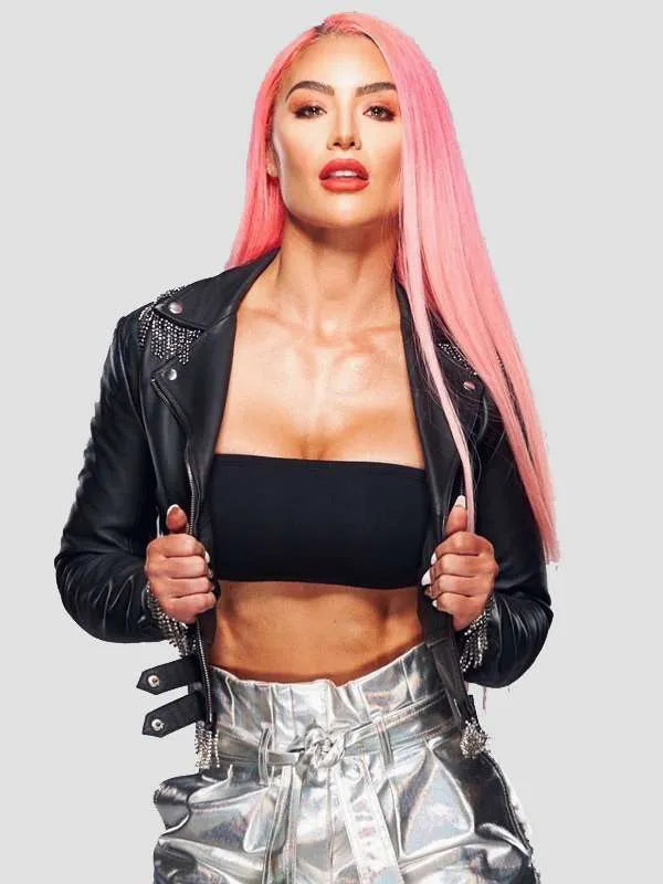 Eva Marie WWE black leather jacket for women in USA