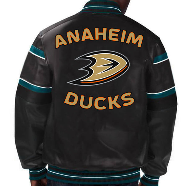 Official NHL Ducks jacket - sleek black leather design  in France style