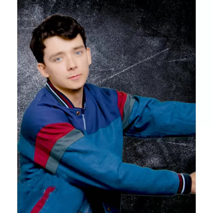 sleeve view Asa-Butterfield-Blue-Jacket