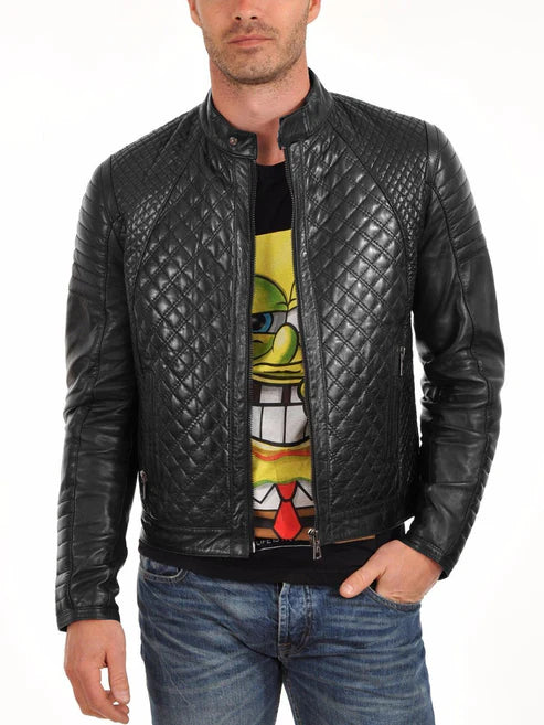 Men's authentic lambskin leather jacket with tailored design