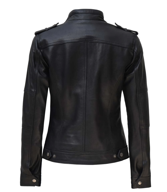 Fashionable cafe racer jacket for women in American market