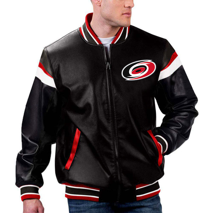 TJS NHL Carolina Hurricanes Leather Jacket in France style