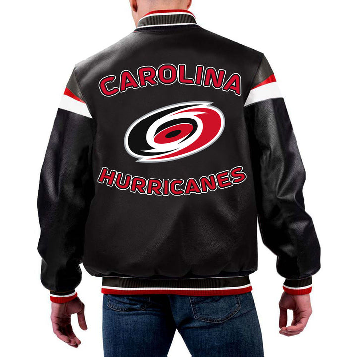 NHL Carolina Hurricanes Leather Jacket by TJS in USA