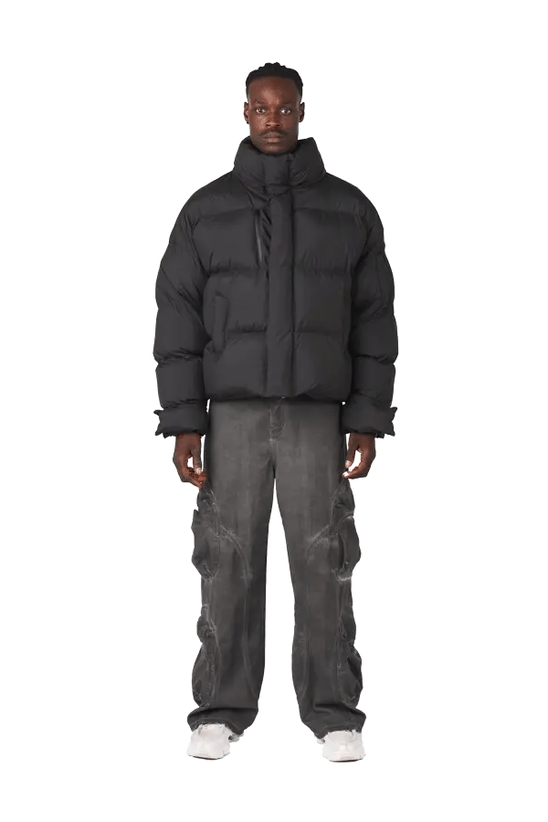 Lightweight ash black insulated puffer coat in USA