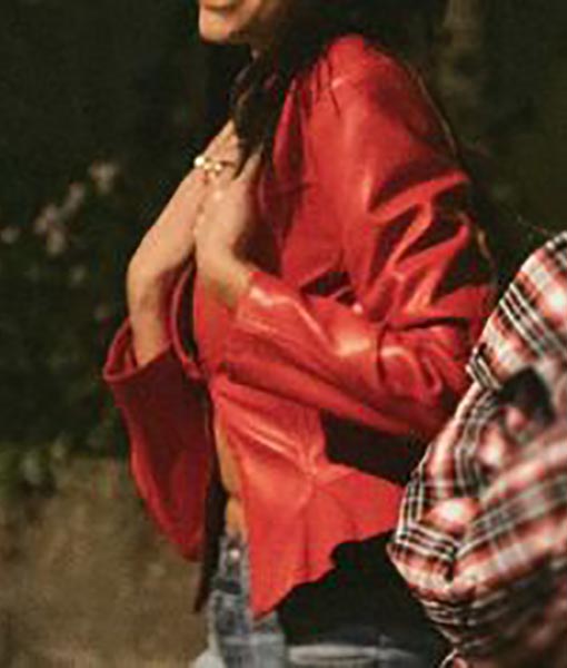 Stylish red jacket by Dua Lipa in American market