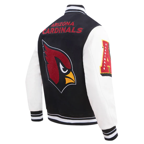 Arizona Cardinals fan varsity jacket with embroidered logos