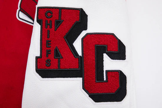 Bold varsity jacket combining different team logos from various eras