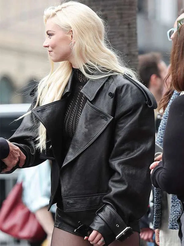 Trendy Leather Jacket Inspired by Anya Taylor-Joy
