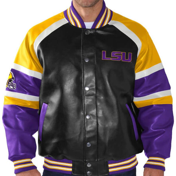 Sports LSU Tigers Defense Pleather Leather Varsity Jacket in usa