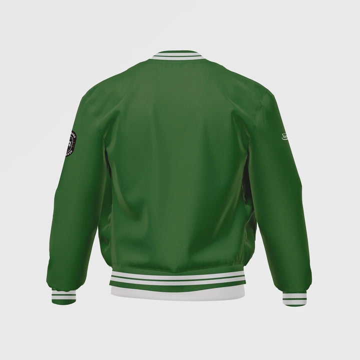 Green Satin Bomber Jacket for Men by TJS in American style