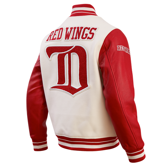 Back view of Detroit Red Wings Retro Classic Men's Wool Varsity Jacket