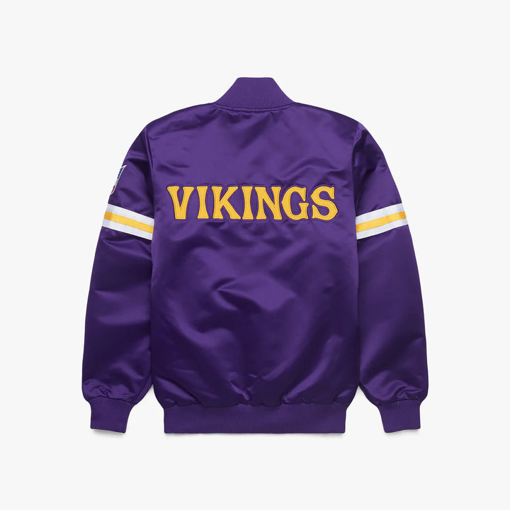 Shiny purple satin NFL Vikings bomber jacket in USA