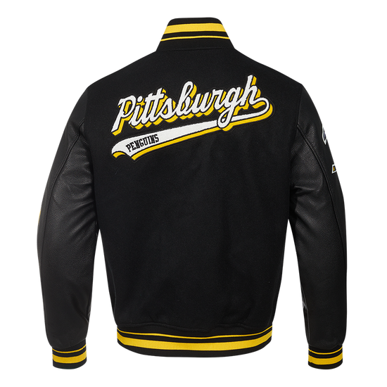 NHL Pittsburgh Penguins Men's Rib Wool Varsity Jacket front view in USA