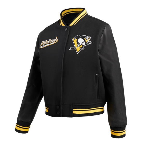 Pittsburgh Penguins Women's Wool Varsity Jacket side view n USA