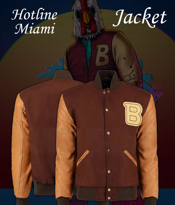 Hotline Miami Letterman Jacket | Wool & Leather Varsity Jacket