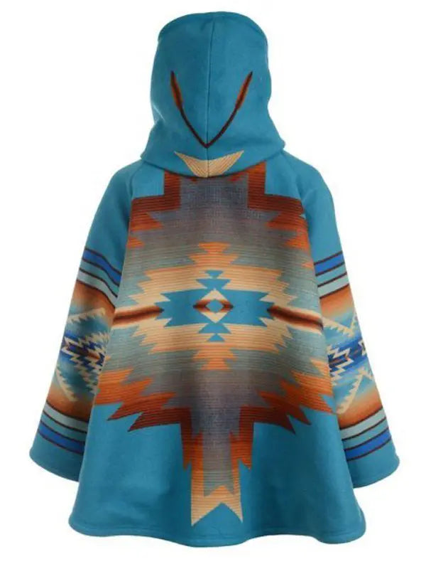 Women's Kelly Reilly Blue Hooded Fleece Coat in American style