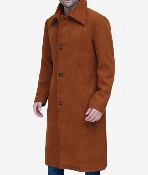 Men's classic tan wool overcoat by Trenton in France style