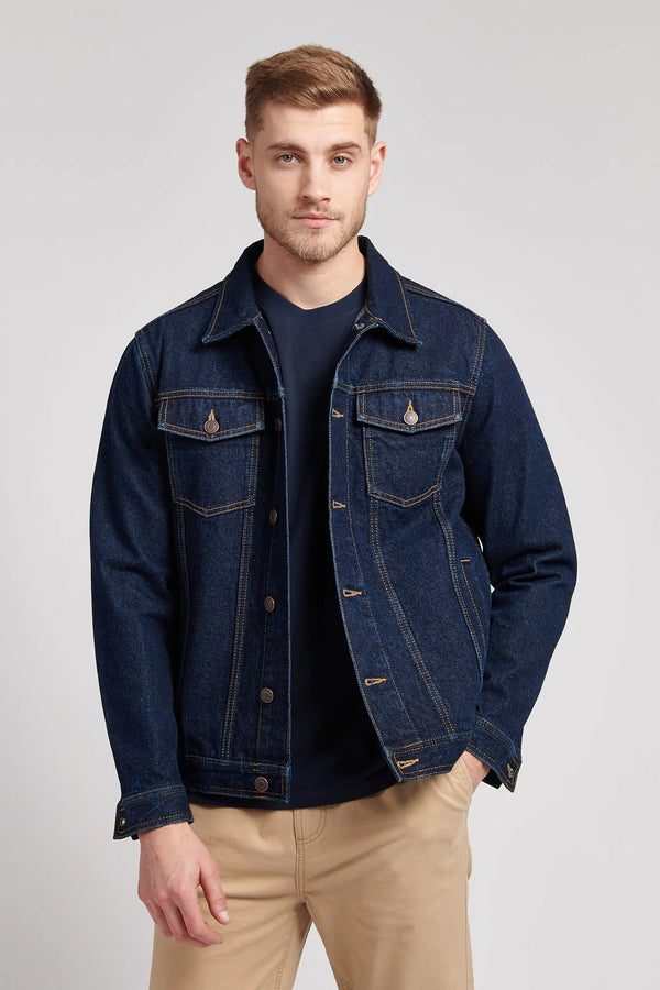 Mens Denim Jacket in Rinse Wash By TJS