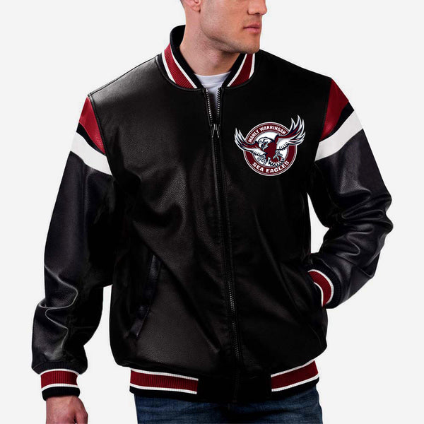 NRL Manly Warringah Sea Eagles Leather Jacket For Men and Women