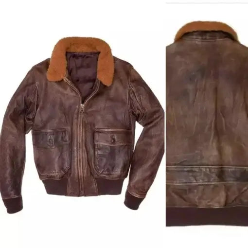 Men's Distressed Flight Jacket Front View in USA