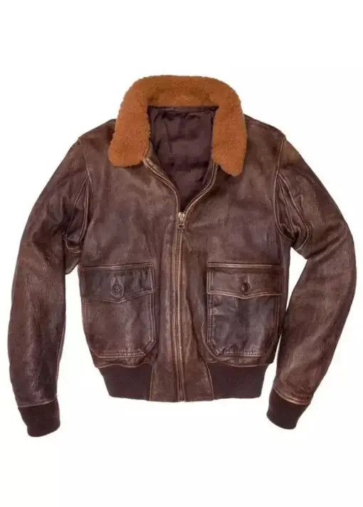 Classic Distressed Leather Flight Jacket for Men in UK style