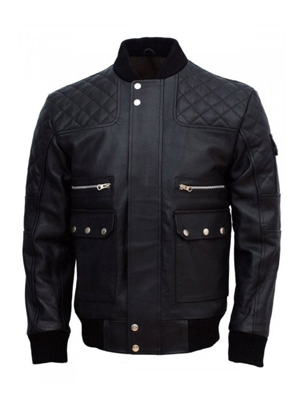 MEN’S BLACK WORK WEAR LEATHER JACKET BY TJS