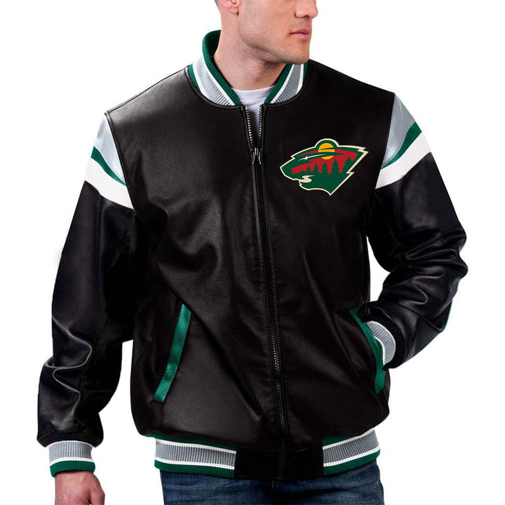 TJS NHL Minnesota Wild Leather Jacket France style